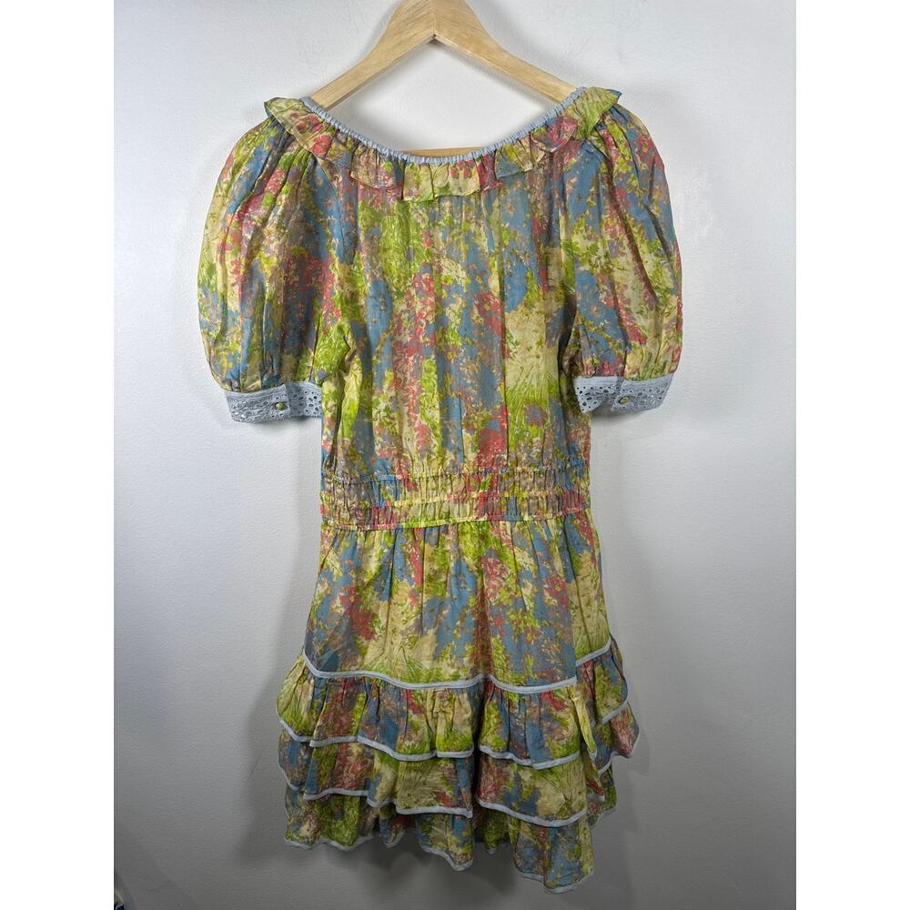 LoveShackFancy Safiya Cotton & Silk Blend Floral Tiered Prariecore Mini Dress - Picture 8 of 8